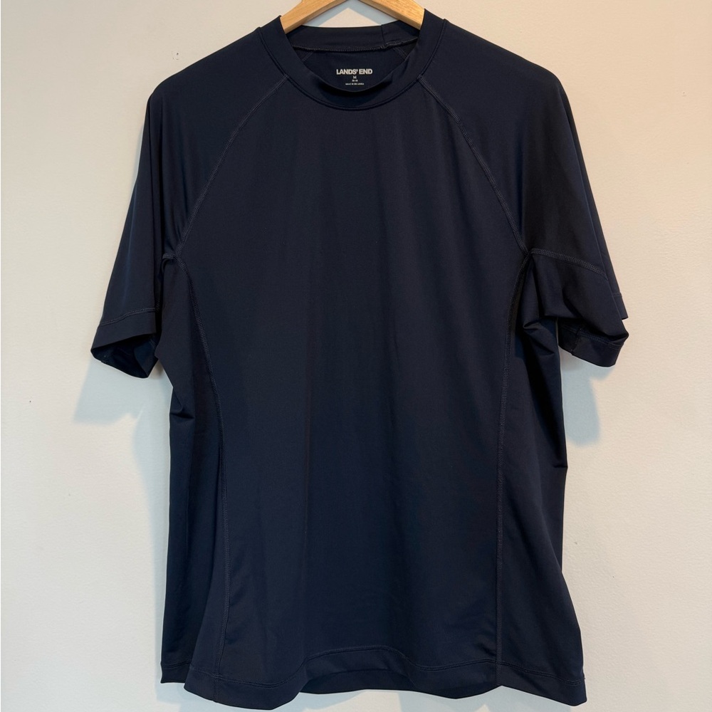 Lands' End Navy Blue Men’s Rash Guard Swim Shirt